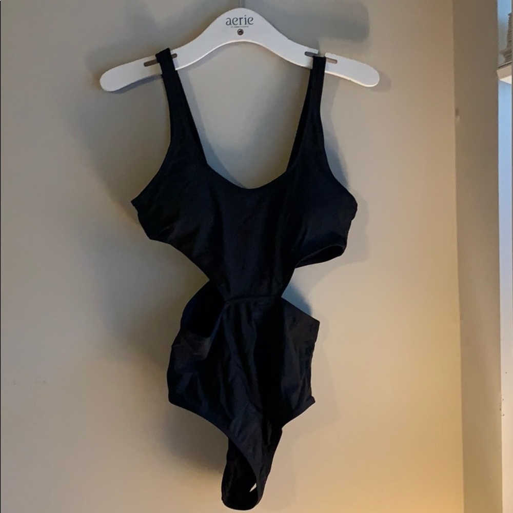 Black aerie one piece cut out swimsuit. Size M
